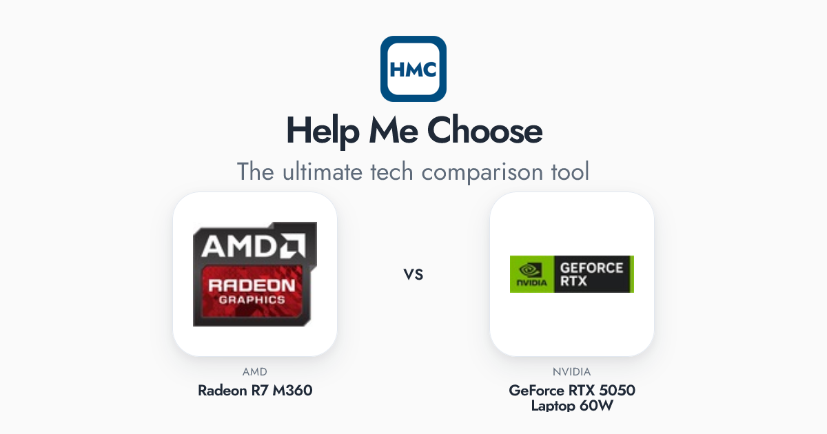 AMD Radeon R7 M360 vs NVIDIA GeForce RTX 5050 Laptop 60W Full Specs - HMC