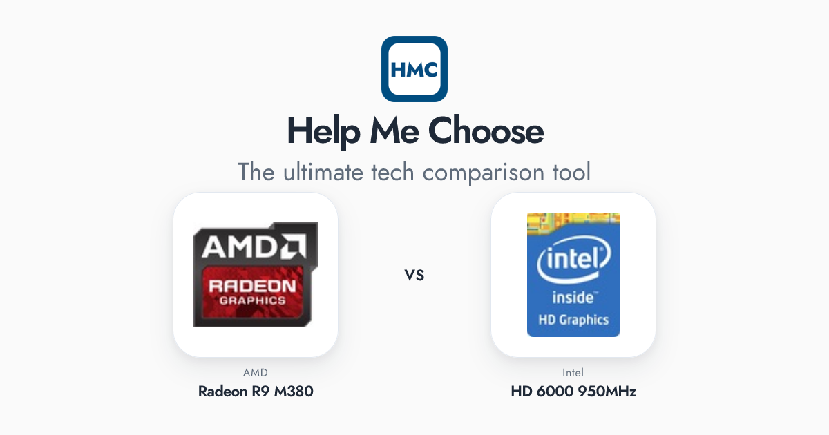 AMD Radeon R9 M380 vs Intel HD 6000 950MHz Full Specs - HMC