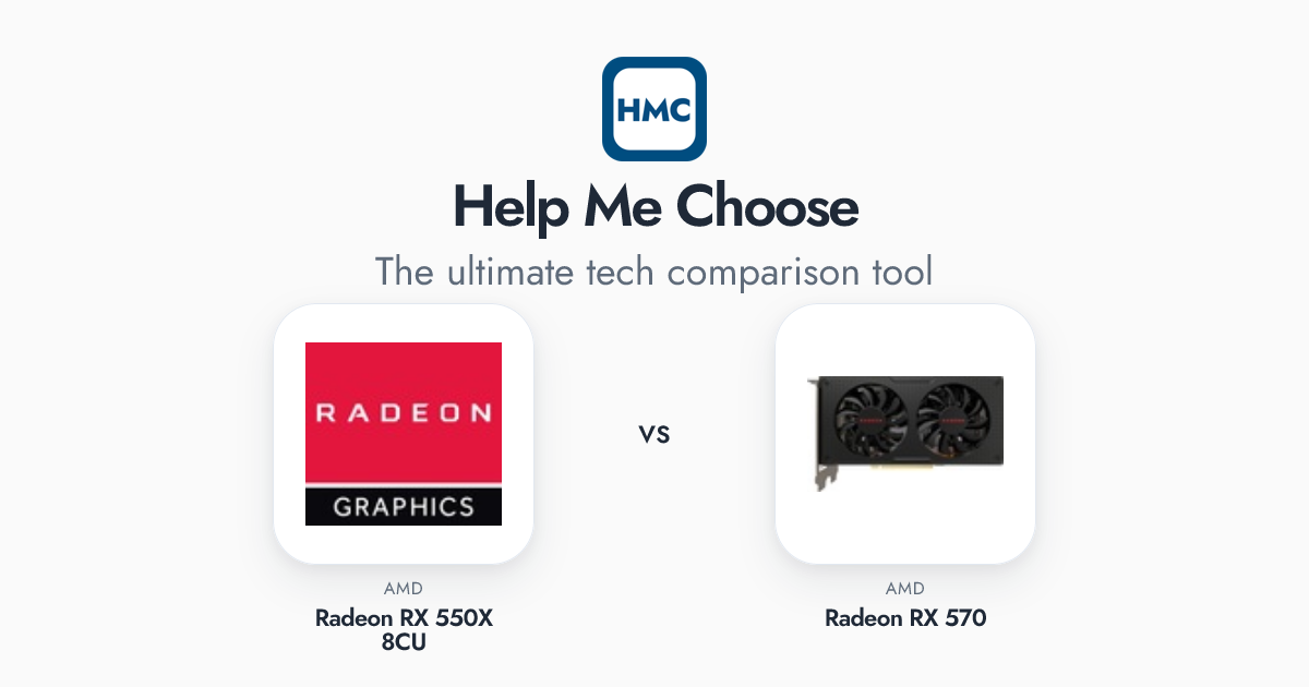 AMD Radeon RX 550X 8CU vs AMD Radeon RX 570 Full Specs - HMC