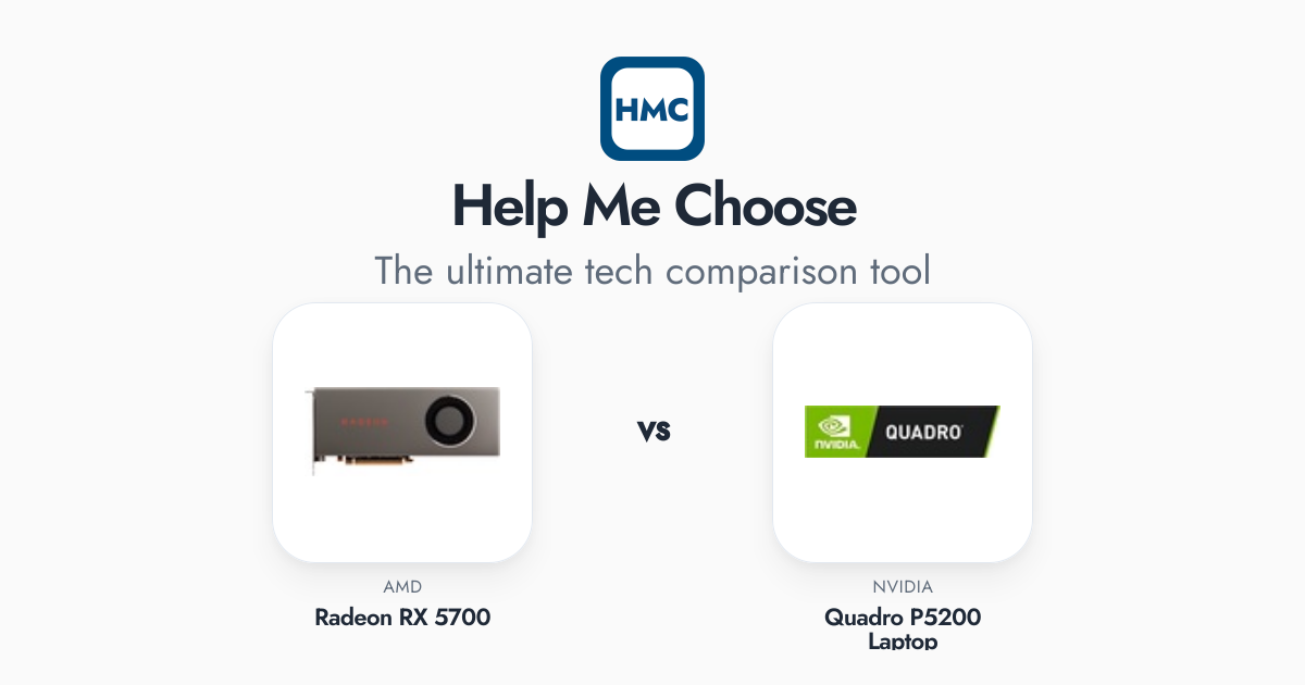 AMD Radeon RX 5700 vs NVIDIA Quadro P5200 Laptop Full Specs - HMC
