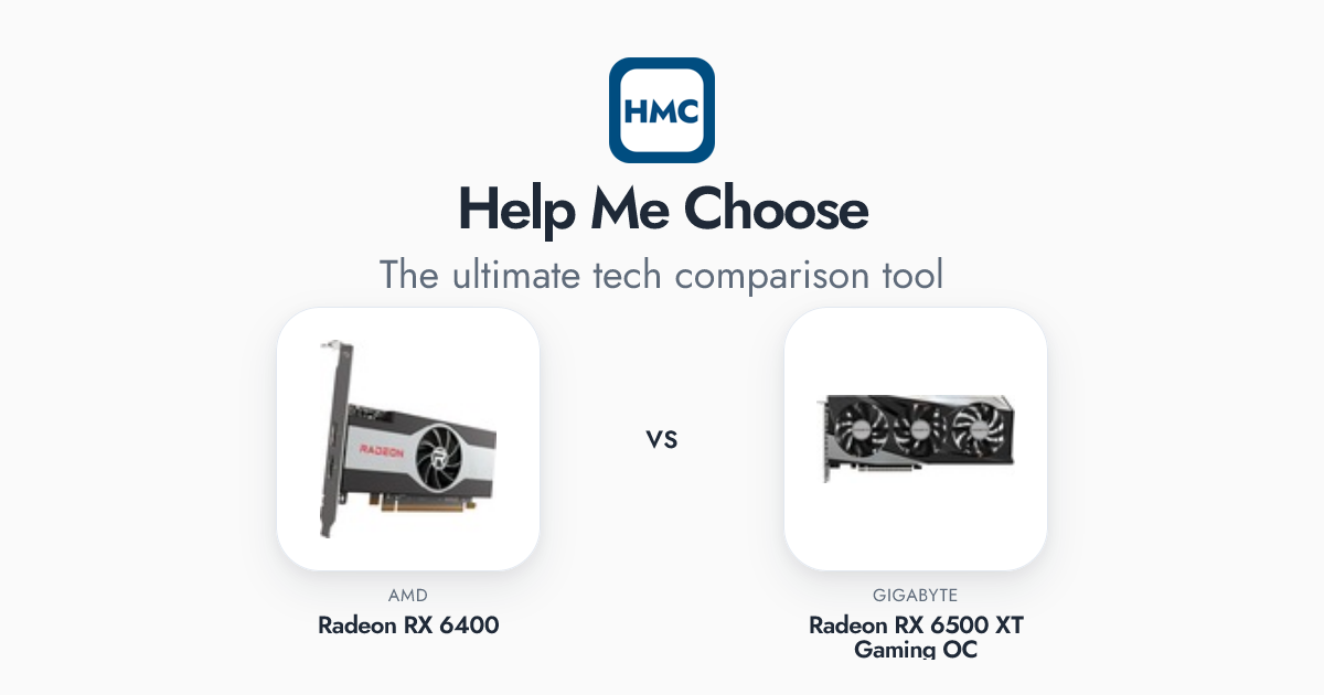 AMD Radeon RX 6400 vs GIGABYTE Radeon RX 6500 XT Gaming OC Full Specs - HMC
