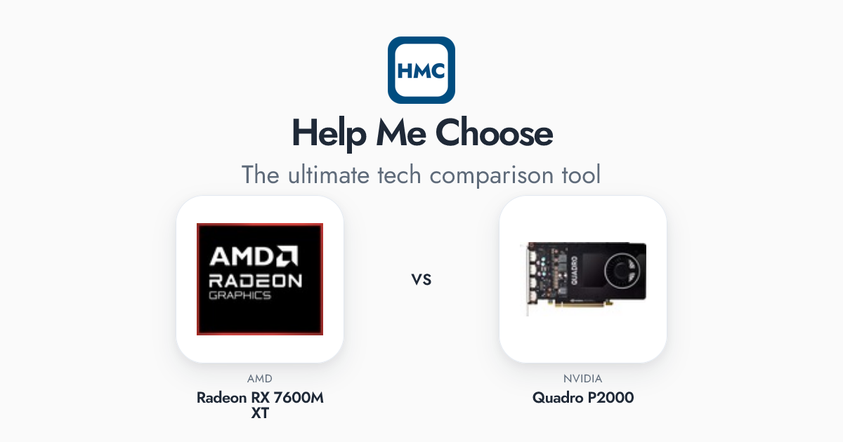 AMD Radeon RX 7600M XT vs NVIDIA Quadro P2000 Full Specs - HMC