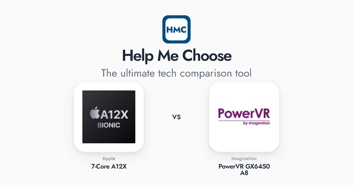 Apple 7-Core A12X vs Imagination PowerVR GX6450 A8 Full Specs - HMC