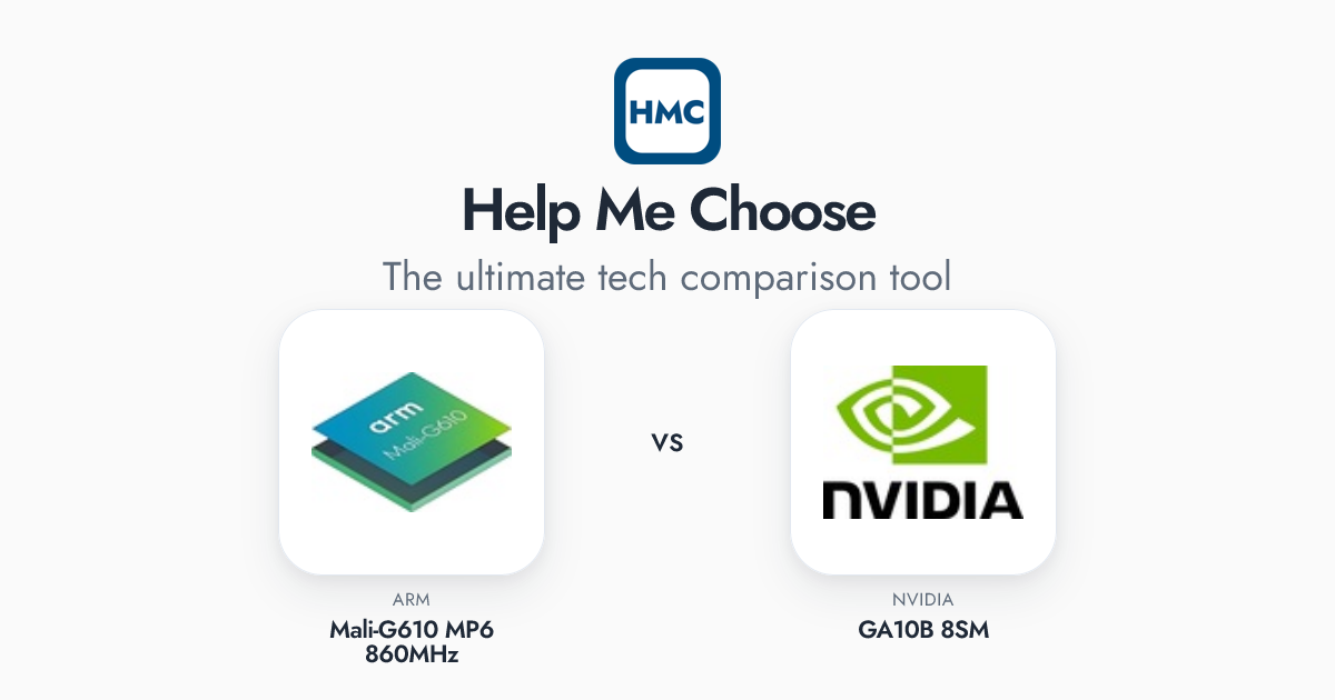 ARM Mali-G610 MP6 860MHz vs NVIDIA GA10B 8SM Full Specs - HMC