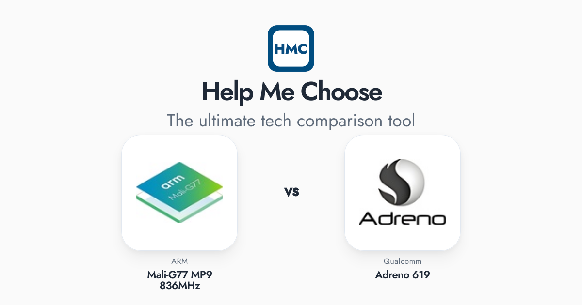 619 Rago Qualcomm Adreno 619 vs ARM Mali-G77 MP9 836MHz Full Specs - HMC