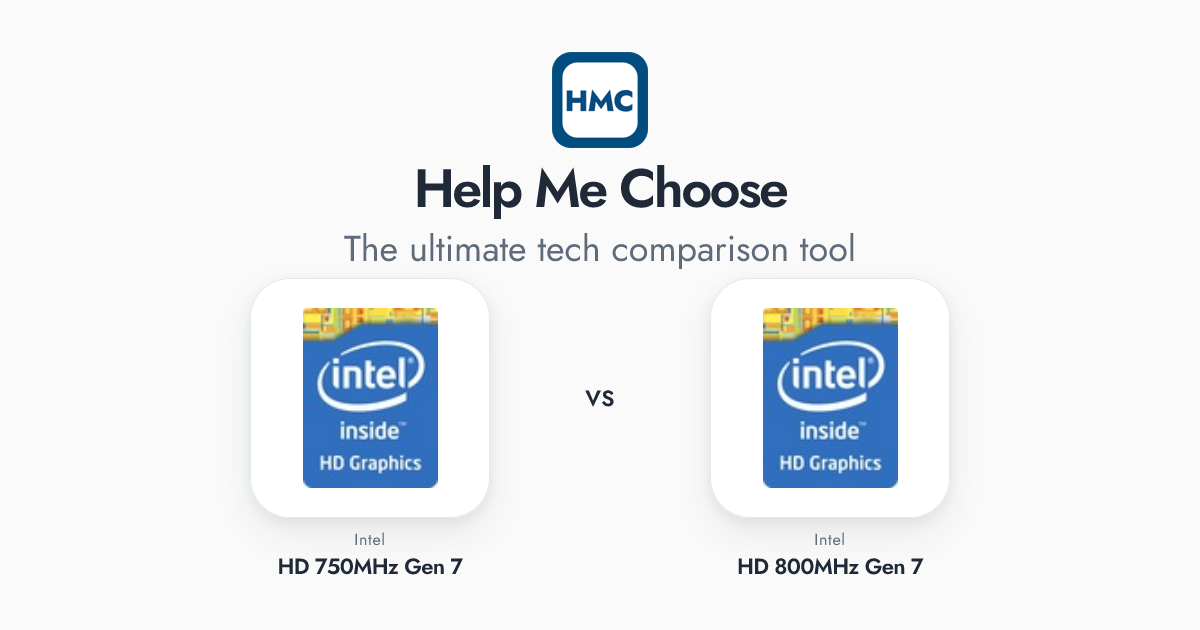 Intel HD 750MHz Gen 7 vs Intel HD 800MHz Gen 7 Full Specs - HMC
