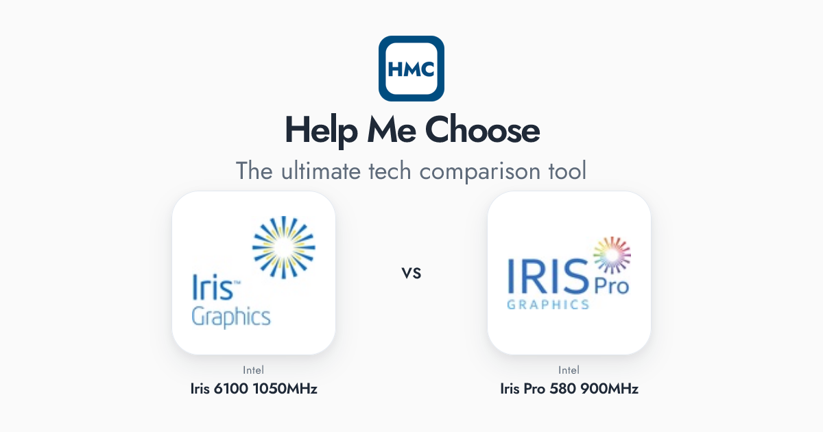 Intel Iris 6100 1050MHz vs Intel Iris Pro 580 900MHz Full Specs - HMC