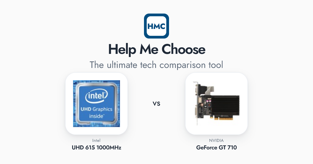 NVIDIA GeForce GT 710 vs Intel UHD 615 1000MHz Full Specs - HMC