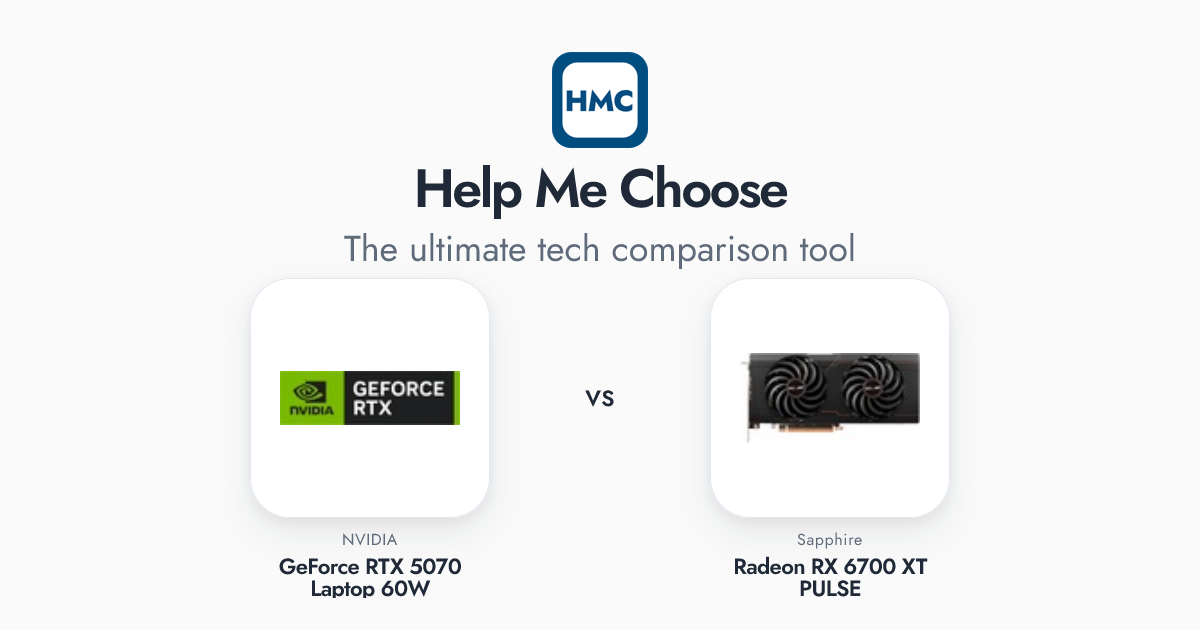 NVIDIA GeForce RTX 5070 Laptop 60W vs Sapphire Radeon RX 6700 XT PULSE ...