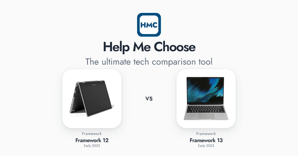 Framework 12 (Early 2025) vs Framework 13 (Early 2023) Full Specs - HMC