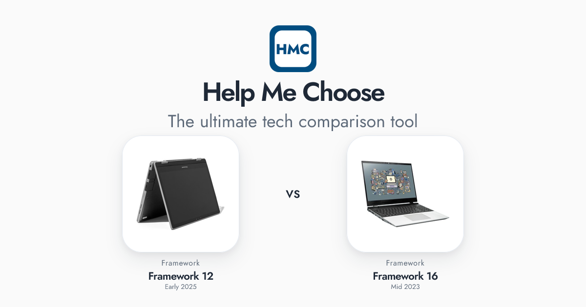Framework 12 (Early 2025) vs Framework 16 (Mid 2023) Full Specs - HMC