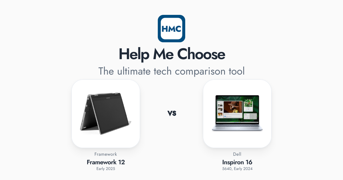 Framework 12 (Early 2025) vs Inspiron 16 (5640, Early 2024) Full Specs ...