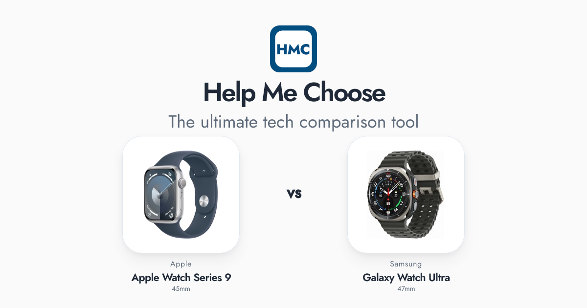 Apple Watch Series 9 (45mm) vs Galaxy Watch Ultra (47mm) Full Specs - HMC